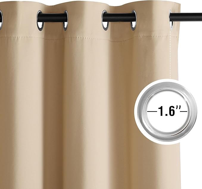 NICETOWN Room Darkening Draperies Curtains Panels, 2 Panels Biscotti Beige W52