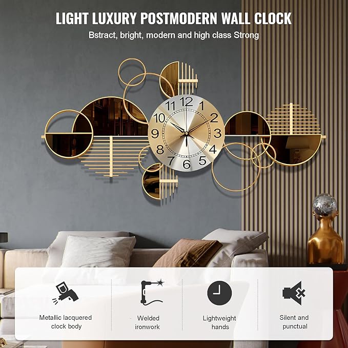 Metal Wall Clock Decorative 3D Metal Wall Art Clock