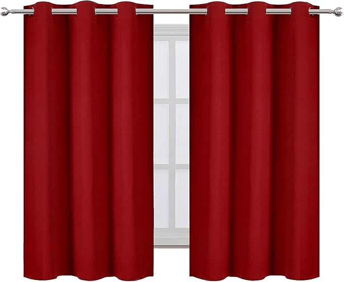 LEMOMO Red Blackout Curtains 42 x 54 Inch Length Set of 2 Panels Grommet