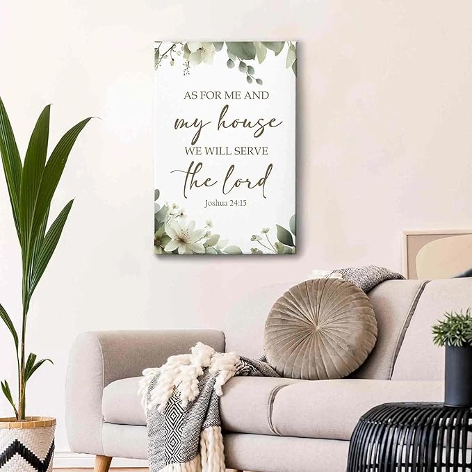 HIWX Christian Wall Decor, as for Me and My House Bible Verses Sage Green