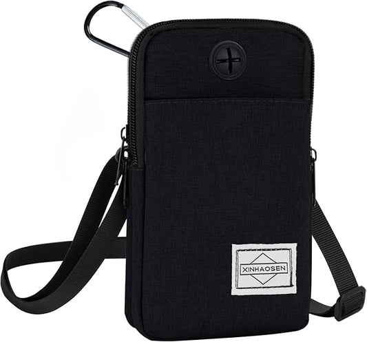 Cell Phone Purse Waist Pack Bag Travel Crossbody Bag Wristband Sport Armband Wallet with Removable Shoulder Strap (Black)