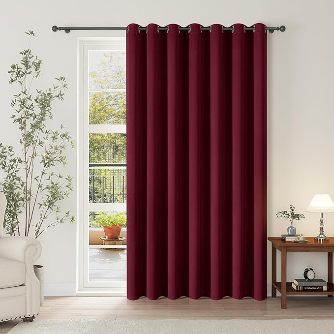 ChrisDowa Room Divider Curtain 90 Inches Long, Wide Blackout Sliding Door