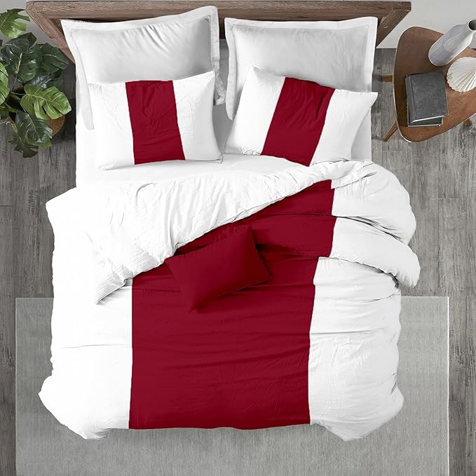 Kotton Culture 1 Pc Queen Size Duvet Cover Only -100% Egyptian Cotton Sateen 600 Thread Count Ultra Soft Premium Durable Comforter Cover Zipper Closure & Corner Ties (Snow Red, Queen/Full 90" X 90")