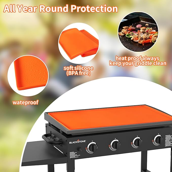 17" Silicone Protective Cover for Blackstone Griddle,Heavy Duty Food Grade Silicone Grill Mat, Protect Griddle from Rodents, Insects, Debris, and Rust,All Season Cooking Protective Cover