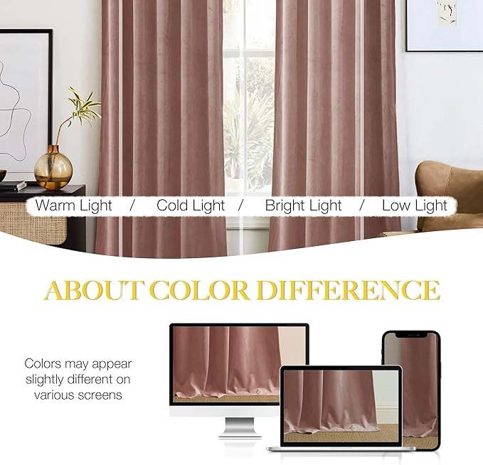 NICETOWN Dusty Pink Velvet Curtains