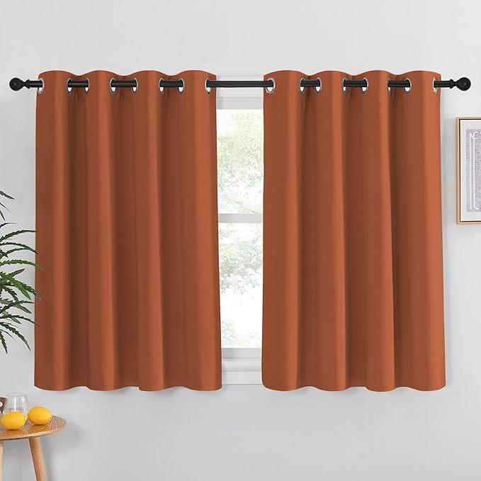 NICETOWN Blackout Burnt Orange Curtain 54 inches Long