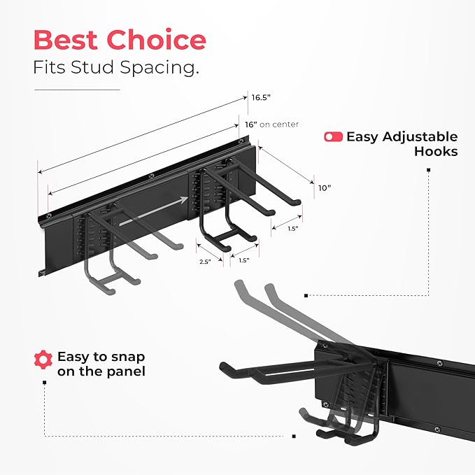 TIDYME Garage Wall Organizer | 32" Heavy-Duty Tool Storage Rack | Adjustable