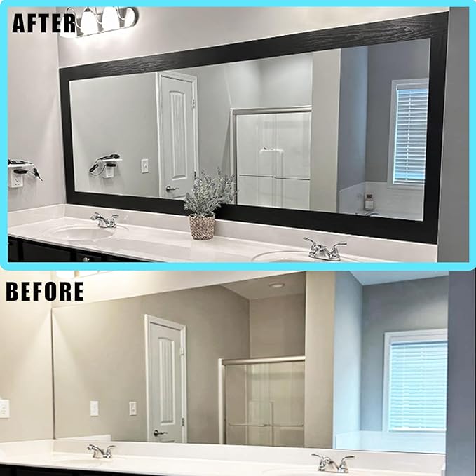 DESOMINOR 32FT Black Border Peel &Stick Black Wood Grain Wallpaper Border