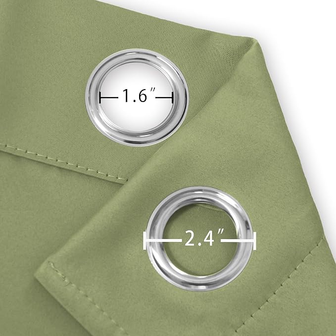 LEMOMO Sage Green Blackout Curtains 66 x 63 Inch Length/Set of 2 Curtain