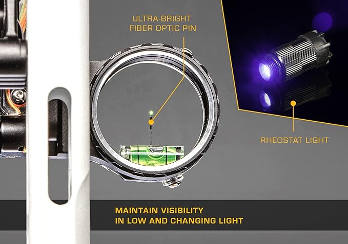 Trophy Ridge React One Pro Bow Sight - Accuracy up to 100 Yards, Tool Less Windage and Elevation Adjustability, 2nd/3rd Axis Leveling, Adjustable Click Light