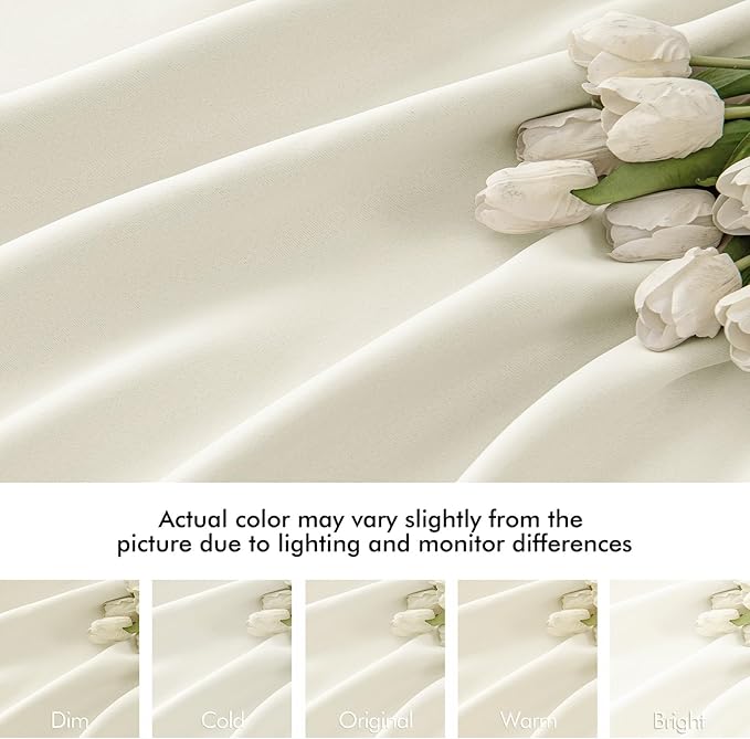 MIULEE Cream Back Tab Blackout Curtains 84 Inch Length 2 Panels Set