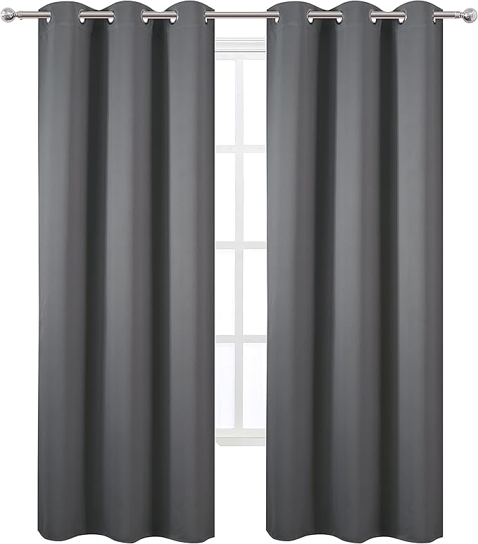 LEMOMO Grey Thermal Blackout Curtains/38 x 84 Inch/Set of 2 Panels Room