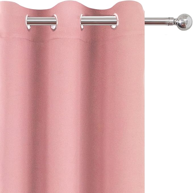 LEMOMO Blackout Curtains 52 x 120 Inch Long Pink Curtains Set of 2 Panels Room