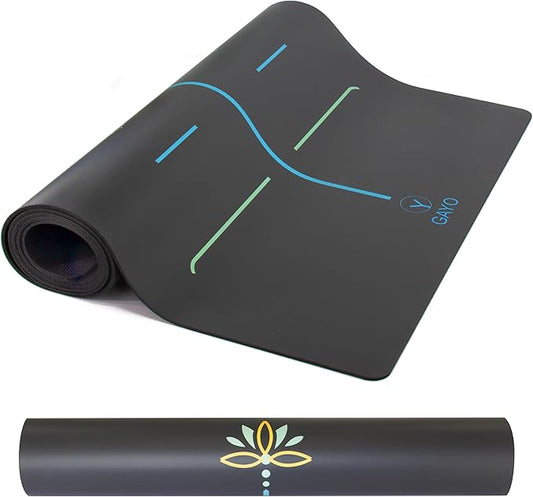 Eco Balance Yoga Mat with Carry Strap – Superior Grip, Non-Slip, Durable & Lightweight, Eco-friendly Natural Rubber Mat with Alignment Lines, 4mm Thick mat for Ultimate Comfort