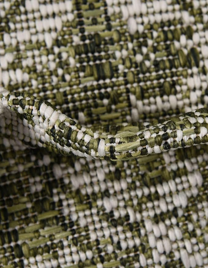Unique Loom Outdoor Traditional Collection Area Rug - Valeria (10' Square, Green/ Light Green)