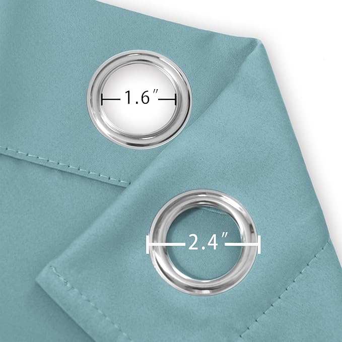 LEMOMO Stone Blue Blackout Curtains 66 x 63 Inch Length/Set of 2 Curtain