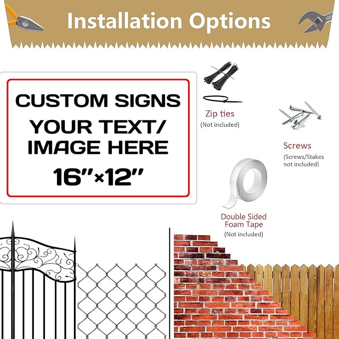 Custom Aluminum Weatherproof Metal Sign - Multiple Sizes, Personalized Text & Picture - Hazard, Garden, Door & Business Signs