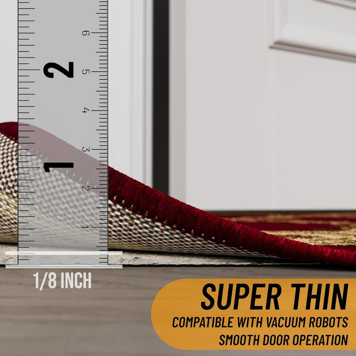 Ottomanson 5' x 7'8" Non-Slip Rug Pad Gripper 1/12 Inch Ultra Thin Dual Surface Felt + Rubber Gripper - Safe for All Floors, Cream