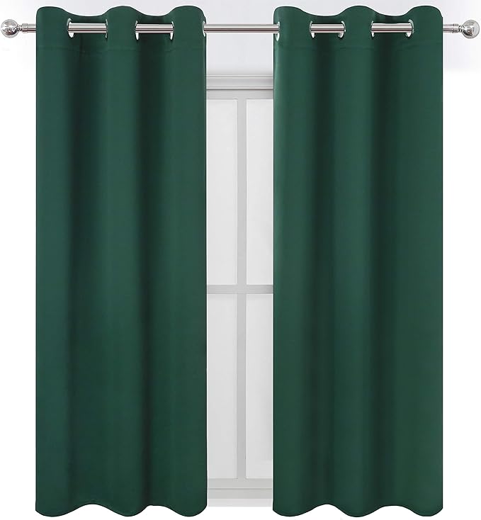 LEMOMO Green Blackout Curtains 40 x 63 Inch Length/Set of 2 Curtain