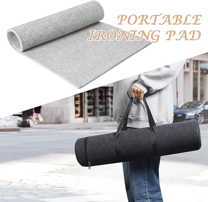 Wool Pressing Mat for Quilting, 24" X 60" Portable Wool Ironing Mat 100% Felted Wool Iron Board for Quilters, Great for Quilting & Sewing Projects