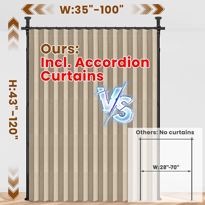 100% Blackout Room Divider Curtains Sets Beige W100 x L84 in, 1 Panel Curtain