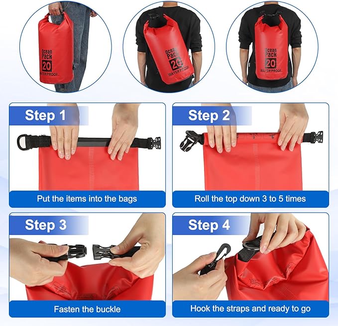 Waterproof Dry Bag, 30L Fit for Women Men Water Proof Bags Lightweight Dry Storage Floating Backpack with Whistle for Travel Boating Kayaking (Rose Red Camouflage)