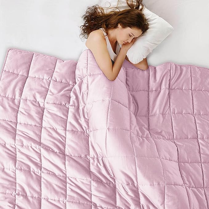 L'AGRATY Weighted Blanket - 88"x104" 20lbs Cooling Breathable Heavy Blanket Microfiber Material with Glass Beads for Adult All-Season Summer Fall Winter Soft Thick Comfort