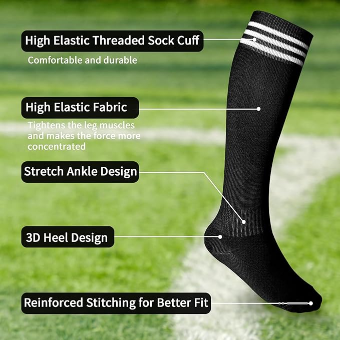 Soccer Shin Guards for Kids Adults, Toddler Shin Pads Set with Sleeves and Long Soccer Socks for Age 2-16 Boys & Girls, Youth &Men, Lightweight Soccer Equipment