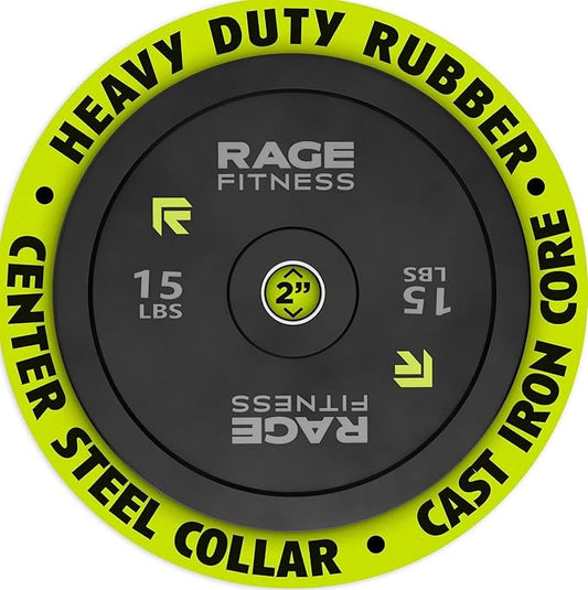 Olympic Bumper Plates, Rubber Formula With Steel Insert (10lb, 15lb, 25lb, 35lb, 45lb - SOLD INDIVIDUALLY), Olympic Weight Plates for Strength Training, Bench Press, Squats, Powerlifting