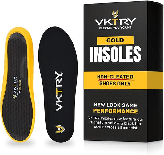 VKTRY Gold for Non-Cleated Shoes - Carbon Fiber Performance Insoles - Customized Athletic Inserts for Sports Basketball Volleyball Running & More | Shock Absorption US M11.5-12, W13.5-14, <120lbs