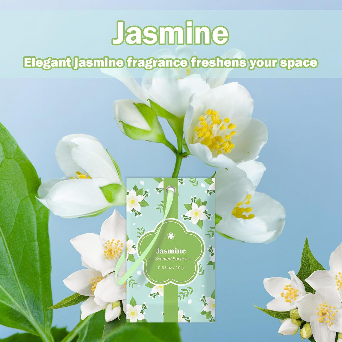 SCENTORINI Scented Sachets for Drawers and Closets, Jasmine Scent 14 Pack, Long-Lasting Sachets Bags Wardrobe Freshener, for Drawers, Closets, Cars