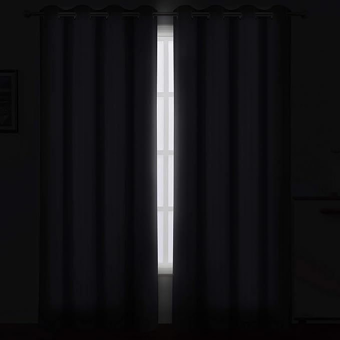 LEMOMO Blackout Curtains 52 x 84 Inch Long Grey Curtains Set of 2 Panels