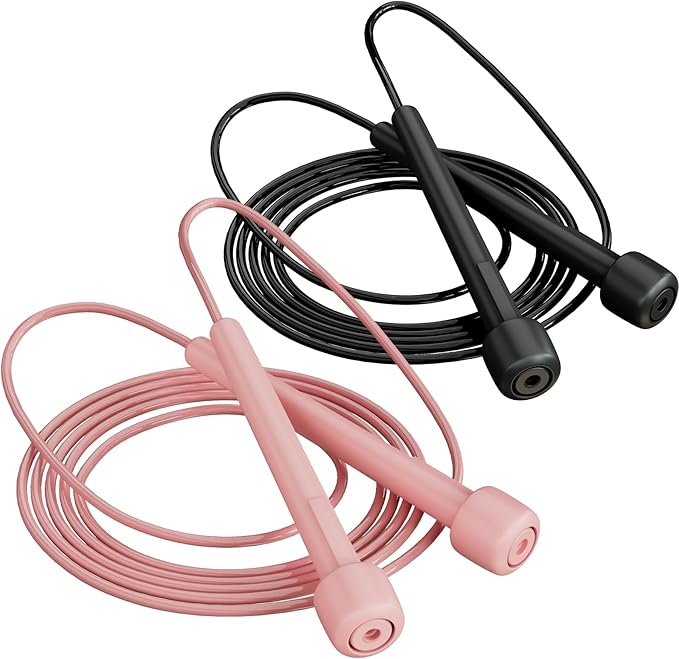 2 Pack Jump Rope for Fitness, Speed Rope Skipping Rope for Men, Kids and Women, Jumping Rope for Workout, Tangle-Free PVC Long Jump Rope Set, Adjustable Exercise Jumping Rope Boxing for Adult