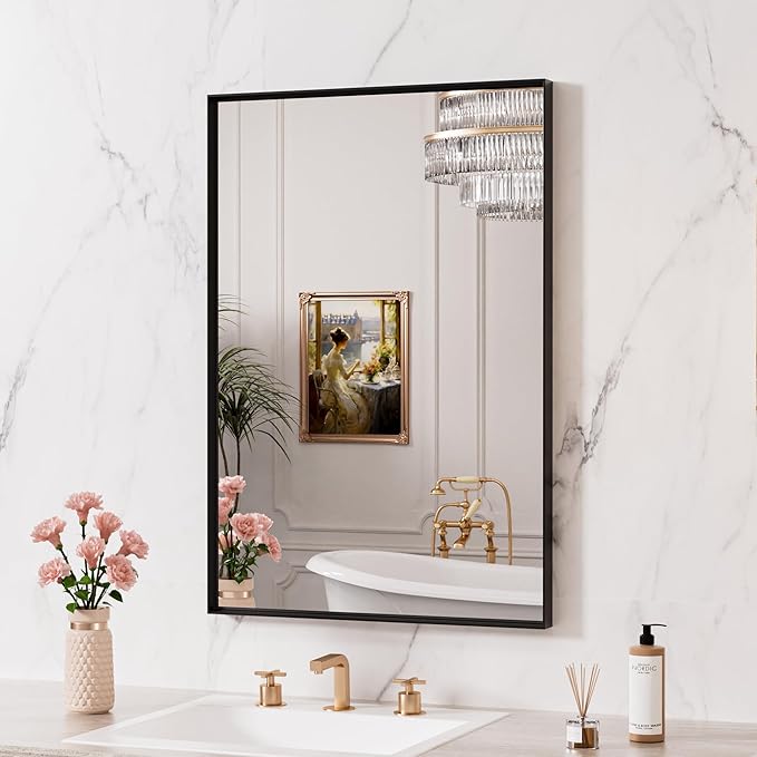 LOAAO Black Bathroom Mirror 24"X32"