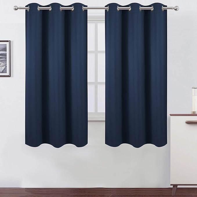 LEMOMO Navy Blue Blackout Curtains 42 x 63 Inch Length/Set of 2 Curtain