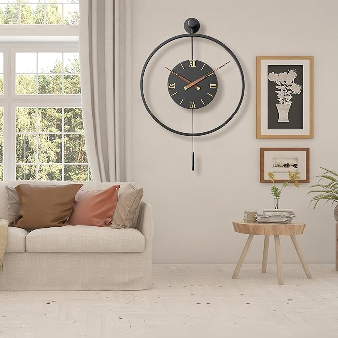 34.6×24 Inch Large Modern Decorative Oversized Pendulum Wall Clocks