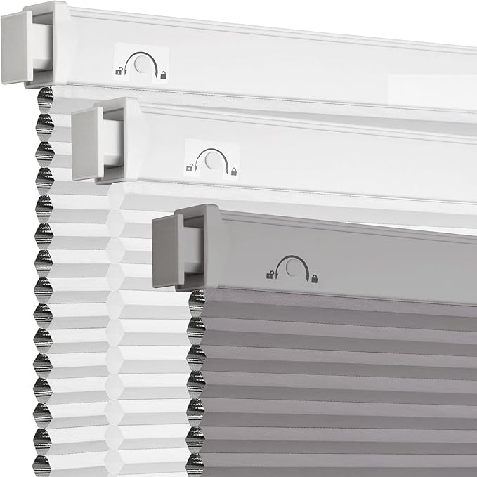 Grandekor No Drill No Tools Cordless Cellular Shades, 35.5" W x 64" H, UV