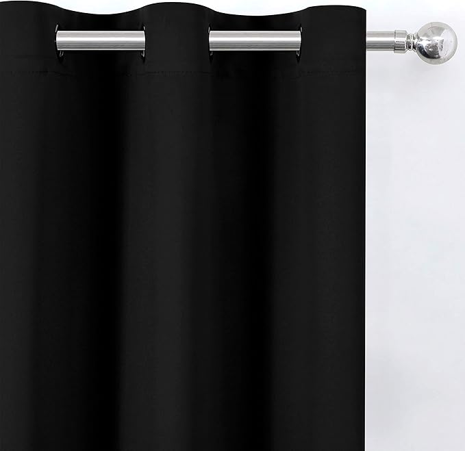 LEMOMO Black Blackout Curtains 34 x 54 Inch Length/Set of 2 Curtain