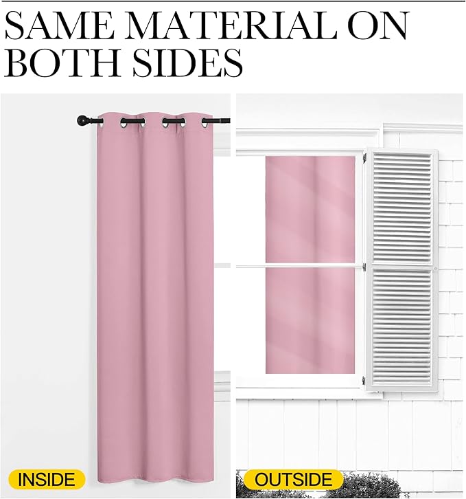 NICETOWN Room Darkening Curtains 63" Long Set of 2