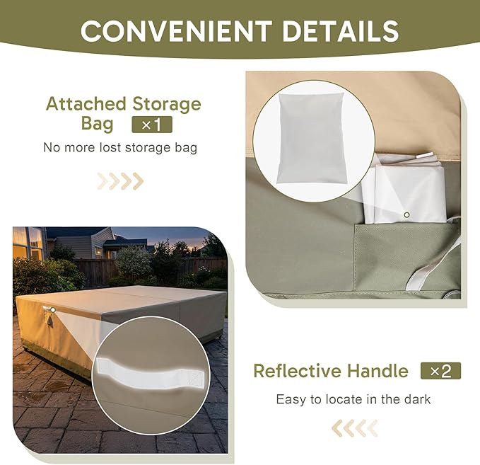 COWVIE Rectangular Outdoor Furniture Cover for Sectional Sofa Set, 600D Waterproof Patio Set Cover for Lawn General Purpose Table and Chairs, 140''L x 88''W x 32''H