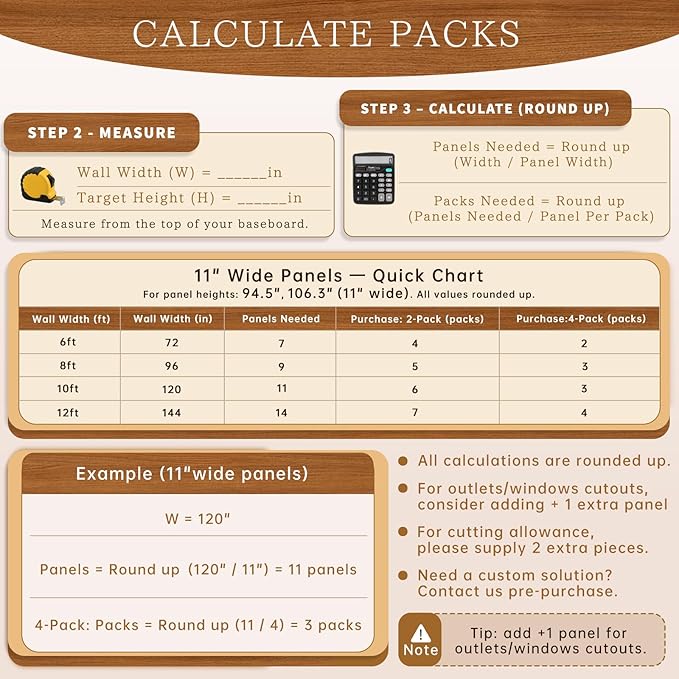4 Pack Wood Panels for Wall, 106.3" × 11" Wood Slat Acoustic Panels, Soundproof