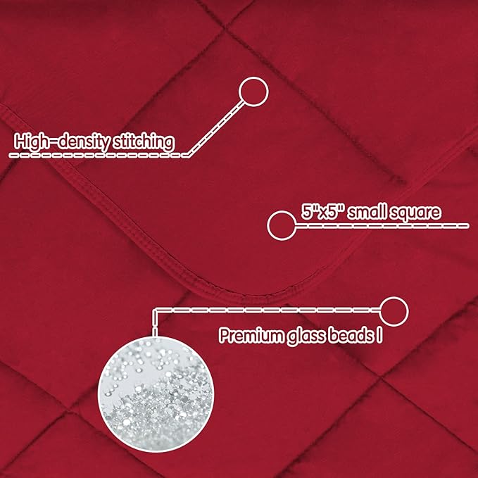 yescool Weighted Blanket (10 lbs, 41" x 60", Red) Cooling Heavy Blanket for Sleeping Perfect for 90-110 lbs, Breathable Blanket with Premium Glass Bead, Machine Washable