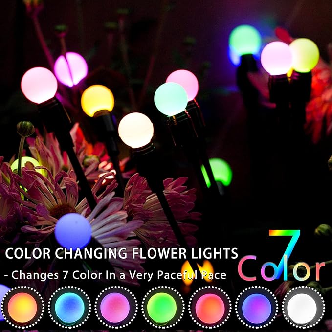 TONULAX Solar Garden Lights, Starburst Swaying When Wind Blows, Solar Lights Outdoor Decorative, Color Changing RGB Light for Yard Patio Pathway Decoration(4 Pack)