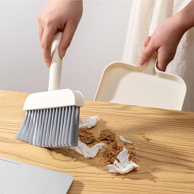Mini Broom and Dustpan Set - Compact Cleaning Kit for Home, Car, Camping, Pet Hair, Small Spaces & Travel | Durable Hand Broom Dustpan Combo | Portable Desk Broom Set with Brush and Hook