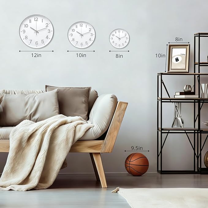 Wall Clock Modern Simple Quartz Decorative Clock Non-Ticking Silent Battery