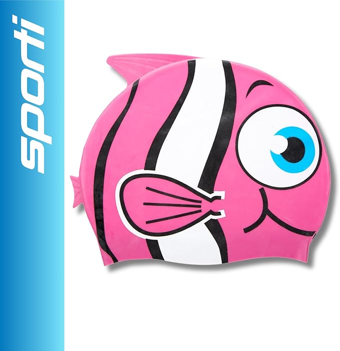 Sporti Silicone Swim Cap for Kids, Unisex Youth Swimming Cap, Protection Bathing Caps for Your Children, Aged 2-10
