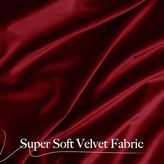 NICETOWN Christmas Red Velvet Curtains 90 inches Long 2 Panels Set, Thermal
