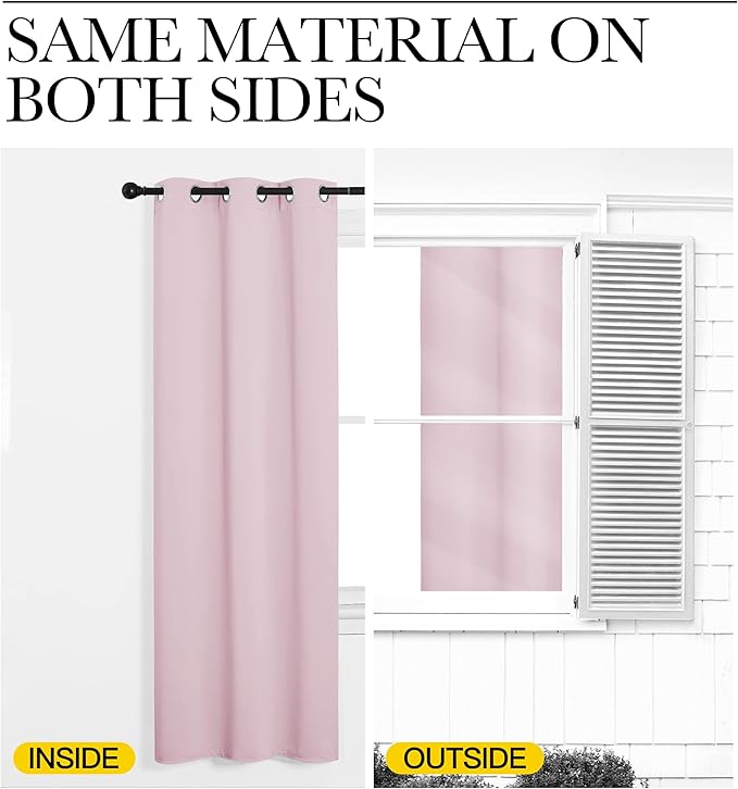NICETOWN Baby Pink Blackout Curtains 86 inches Length