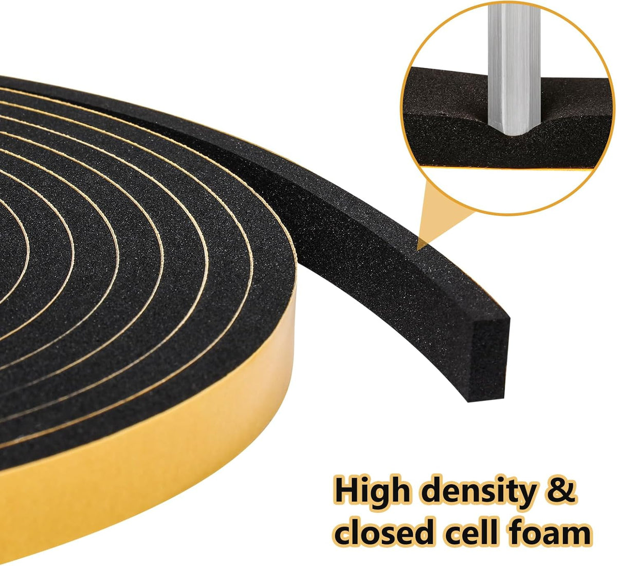 32Feet Weather Stripping Seal (1 Inch X 1/16 Inch) for Door Window, High Density Foam Tape, Soundproofing, Insulation Strip, Door Sealers for Door Frame- Black