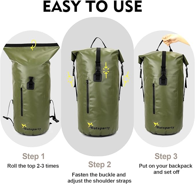 Waterproof Dry Bag Backpack - 25L/35L Lightweight Hiking Pack with Zippered Pocket for Camping, Kayaking, Travel, Hiking, Fishing, Outdoor Enthusiasts（35L）